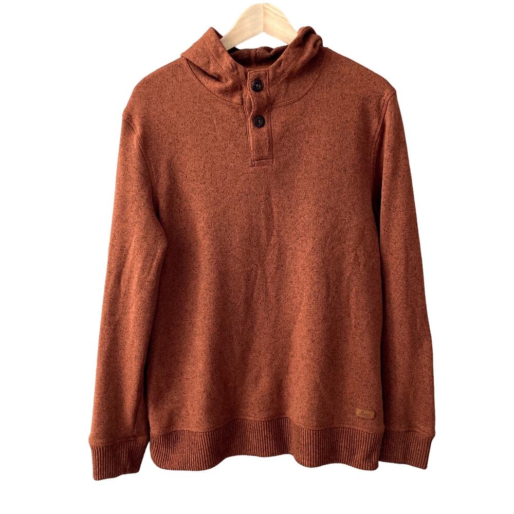 G.H. Bass & Company Pullover Hooded Sweater - Henley - Burnt Rust Orange - Med